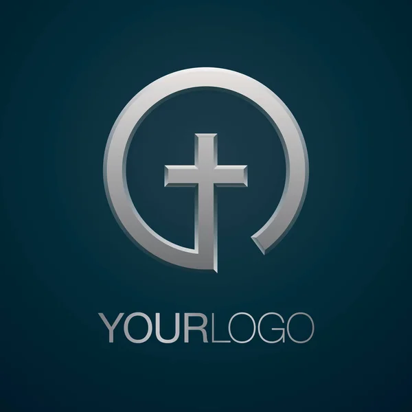 Hıristiyan Kilisesi gümüş logosu. — Stok Vektör
