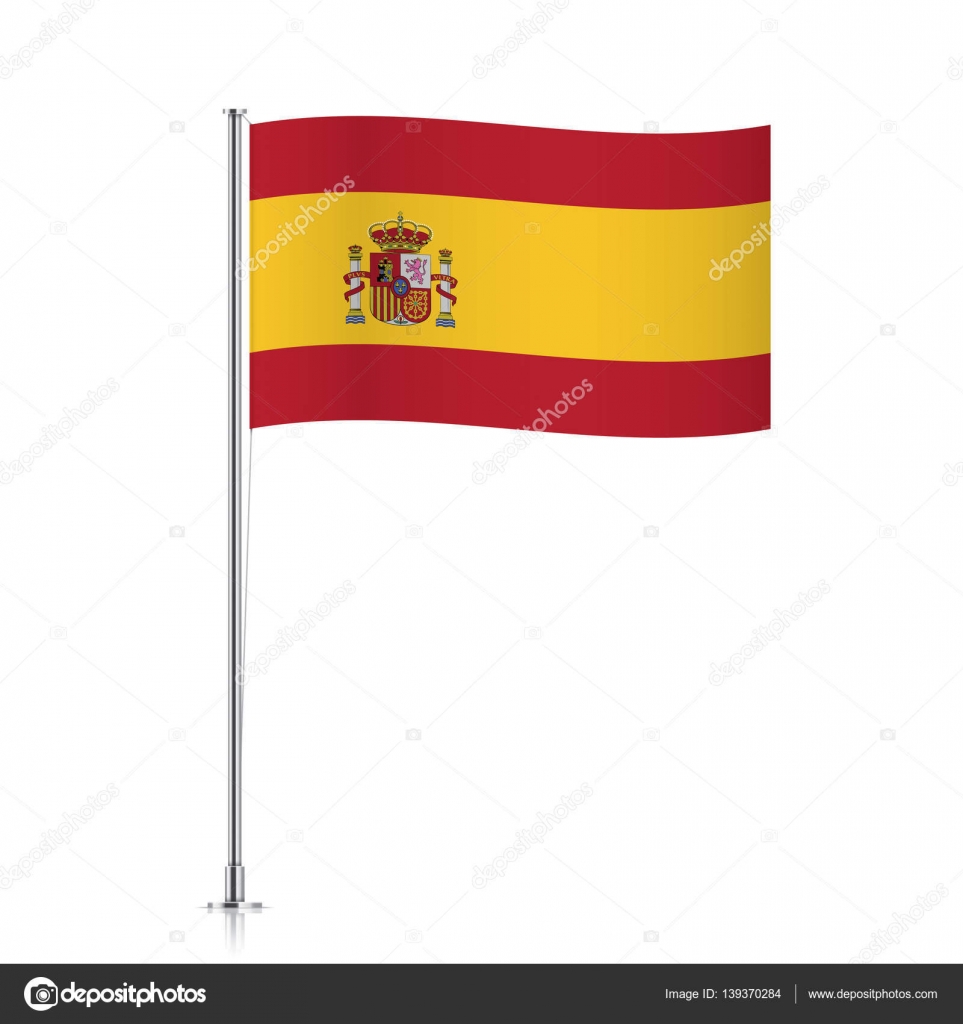 Spanje vlag zwaaien op een metalen paal — Stockvector ...