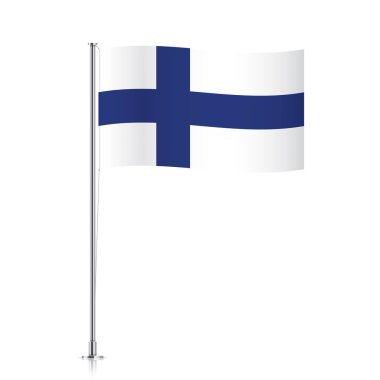 Finland flag waving on a metallic pole. clipart