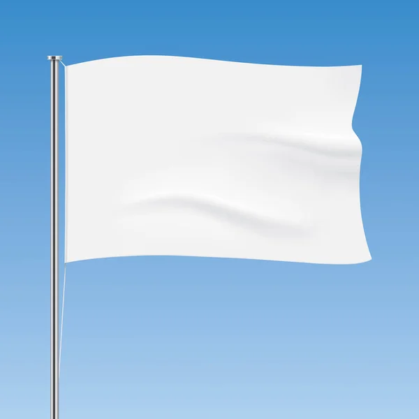 Bandera blanca ondeando sobre un fondo azul del cielo . — Vector de stock