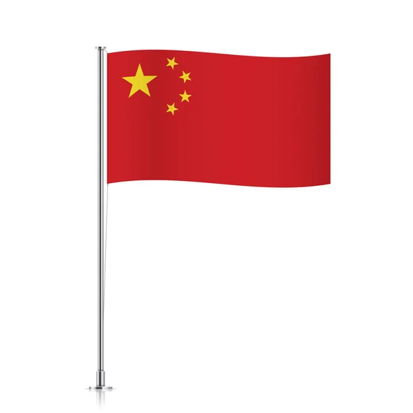 Флаг Китая, машущий на металлическом столбе . — стоковый вектор