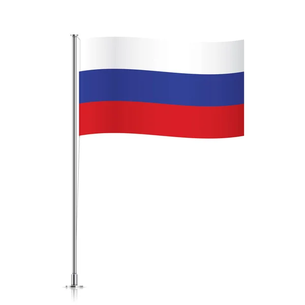 Bandera de Rusia ondeando sobre un poste metálico . — Archivo Imágenes Vectoriales