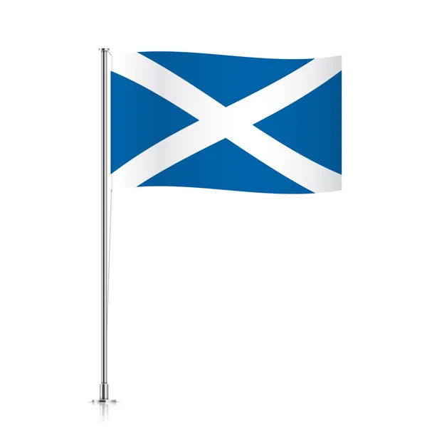 Bandera de Escocia ondeando sobre un poste metálico . — Vector de stock
