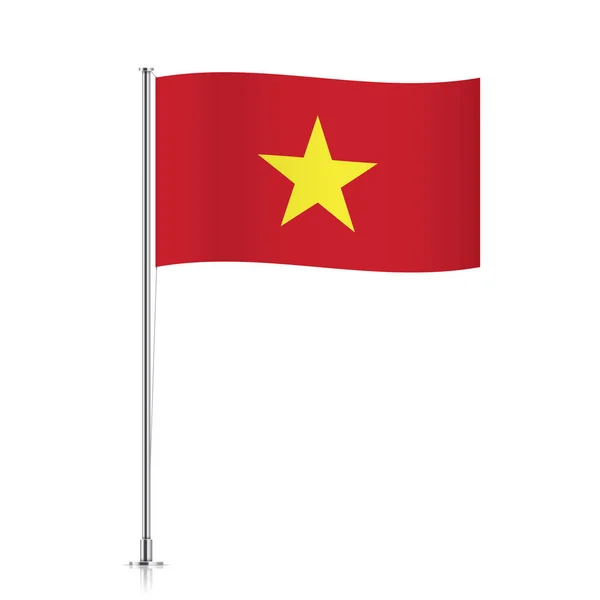 Vietnam-Flagge weht auf einer Metallstange. — Stockvektor