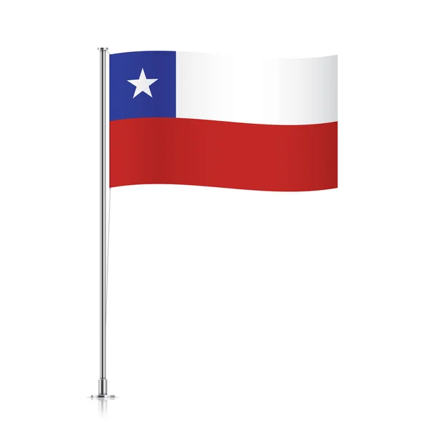 Bandera de Chile ondeando sobre un poste metálico. — Vector de stock