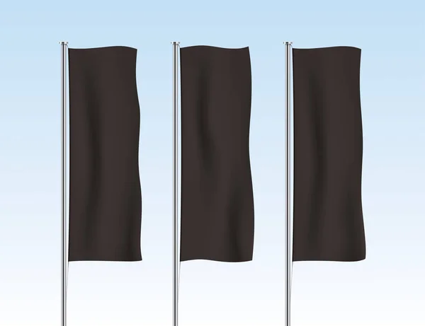 Μαύρο κατακόρυφοs σημαία σημαίες σε φόντο του ουρανού. — Διανυσματικό Αρχείο