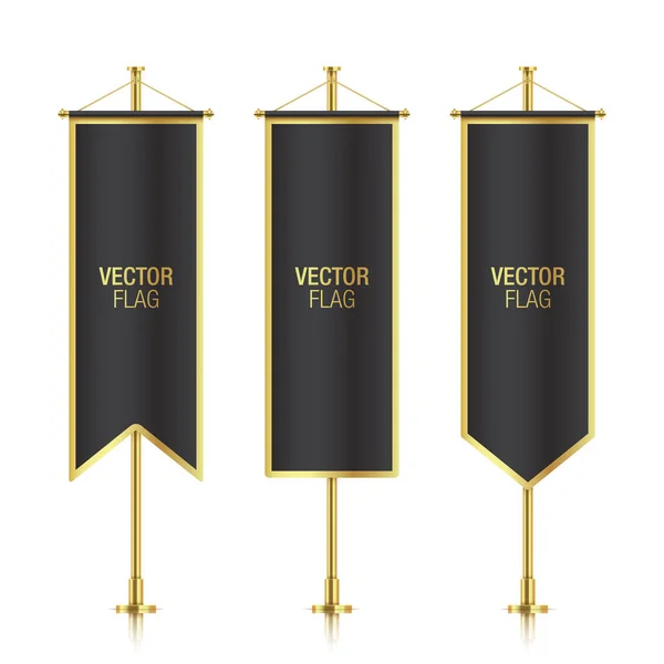 Plantillas de vector de bandera vertical negra . — Vector de stock