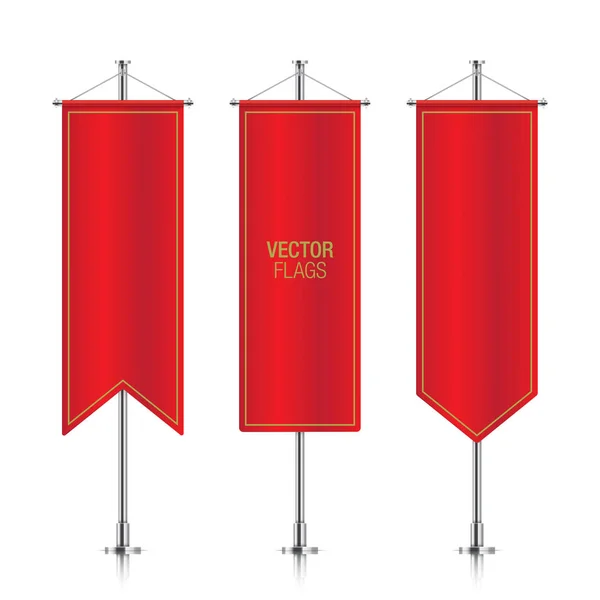 Banderas de banderas vectoriales verticales rojas aisladas . — Vector de stock
