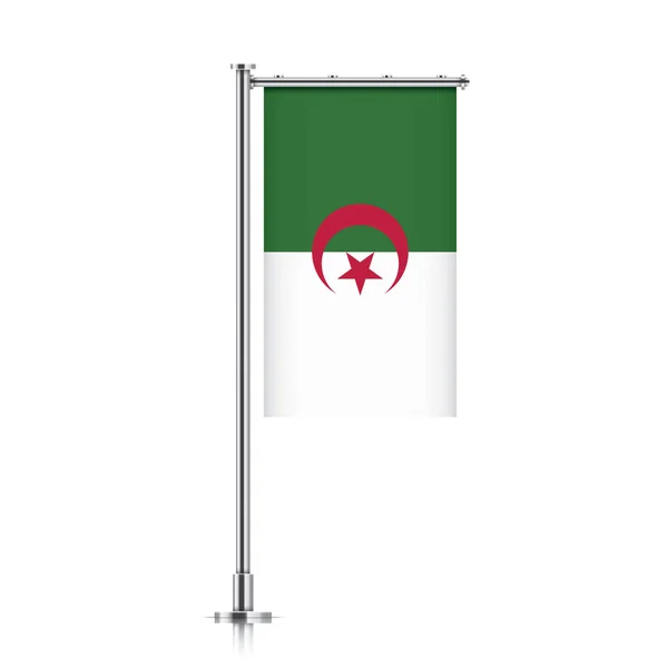 Bendera Aljazair tergantung di tiang . - Stok Vektor
