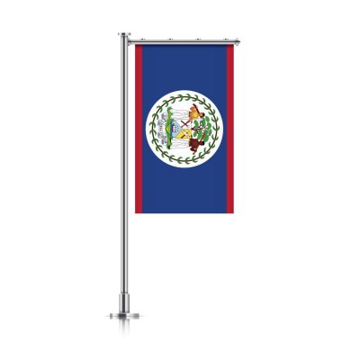 Bir direğe asılı Belize bayrağı.