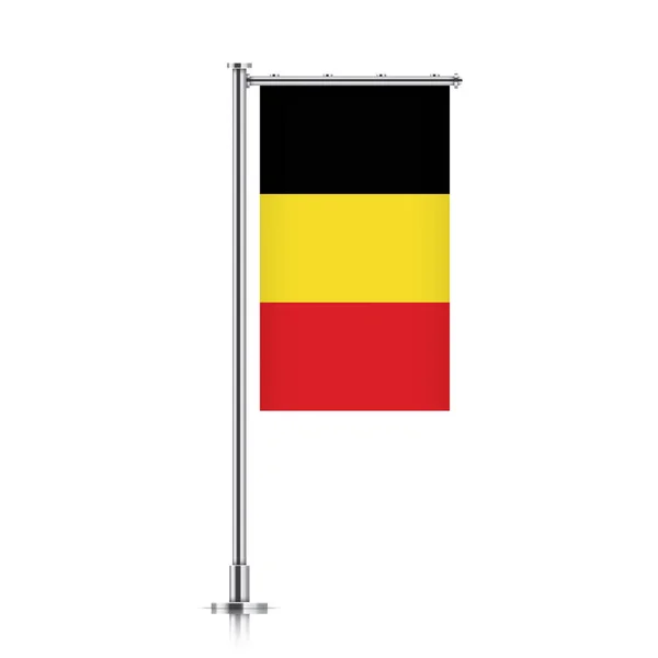 Bandera de Bélgica colgada en un poste . — Archivo Imágenes Vectoriales