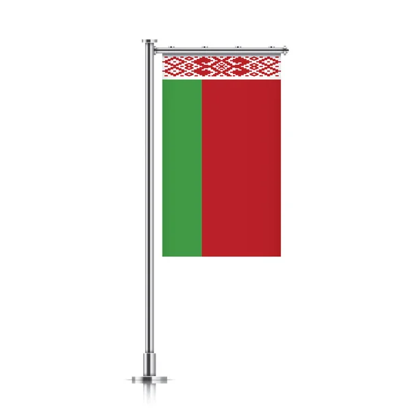 Vlag van Wit-Rusland opknoping op een paal. — Stockvector
