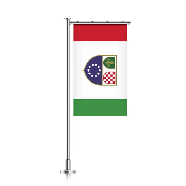 Bosznia és Hercegovina zászló egy rúdra lóg. — Stock Vector