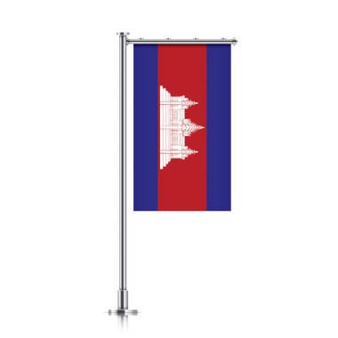 Bir direğe asılı Kamboçya bayrağı