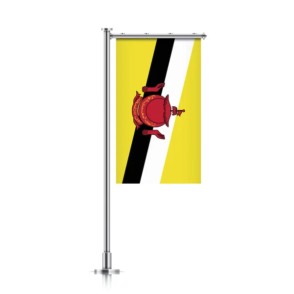 Σημαία του Μπρουνέι κρέμεται στον ένα πόλο. — Διανυσματικό Αρχείο