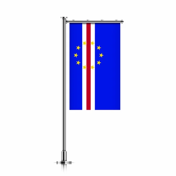 Bir direğe asılı Cape Verde bayrak. — Stok Vektör