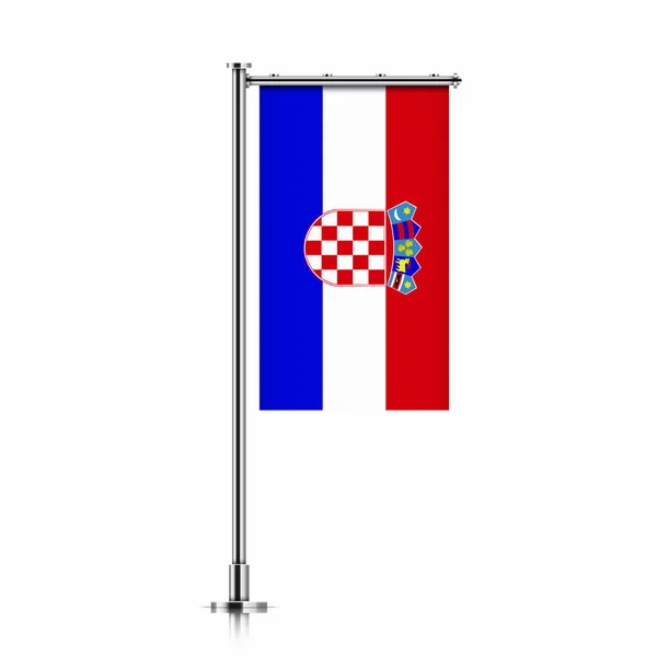 Bandera de Croacia colgada en un poste . — Archivo Imágenes Vectoriales