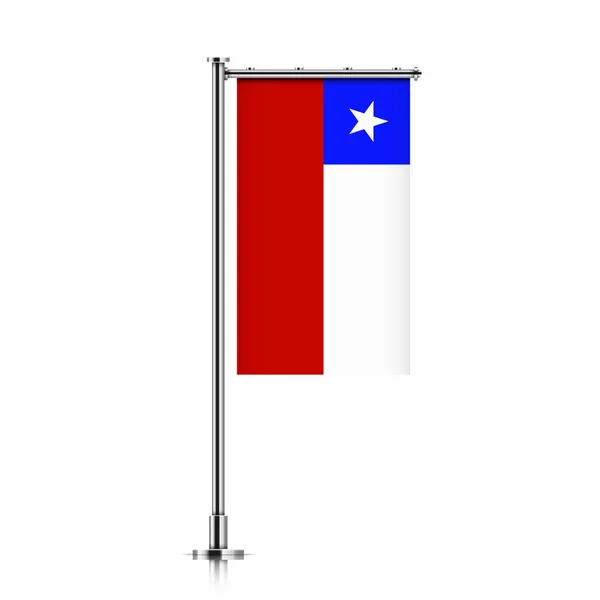 Bandera de Chile colgada en un poste . — Archivo Imágenes Vectoriales