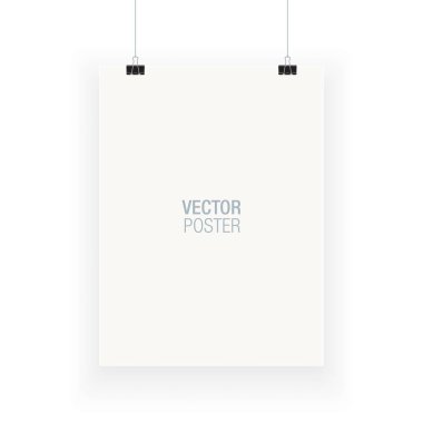 Kırpmak üstünde asılı bir poster. Vektör şablonu.