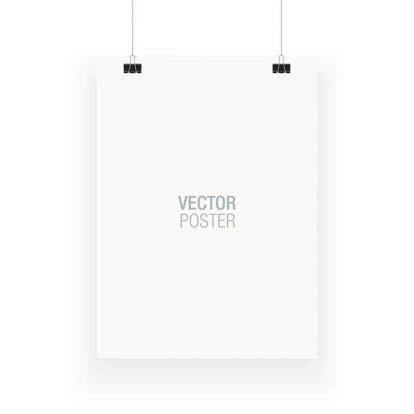 Kırpmak üstünde asılı bir poster. Vektör şablonu.