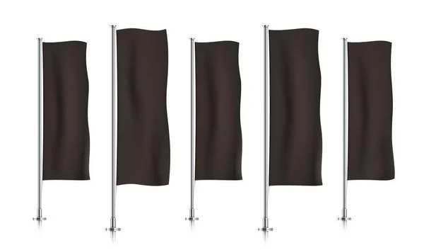 Σειρά από μαύρο κατακόρυφοs σημαία σημαίες. — Διανυσματικό Αρχείο