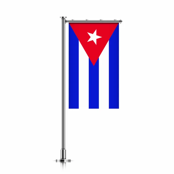 Bandera de Cuba colgando de un poste . — Archivo Imágenes Vectoriales