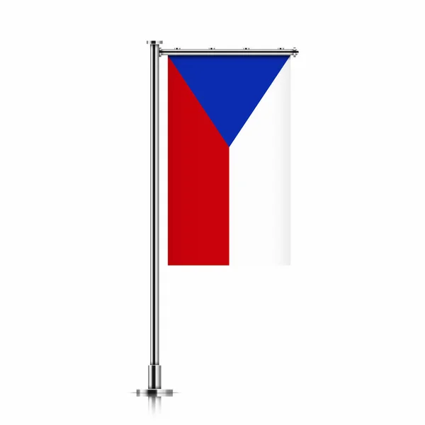 Bandera de la República Checa colgada en un poste . — Archivo Imágenes Vectoriales