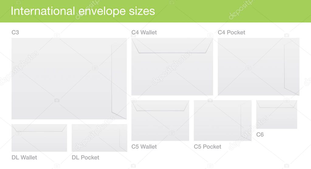 Set of International envelope sizes.