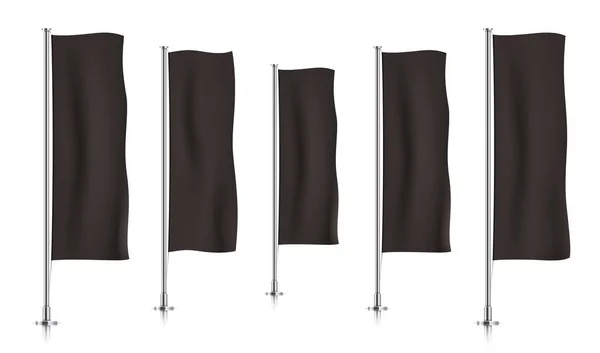 Rangée de drapeaux verticaux noirs . — Image vectorielle