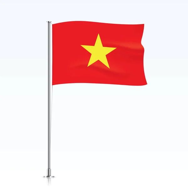 金属のポールに手を振るベトナム フラグ. — ストックベクタ