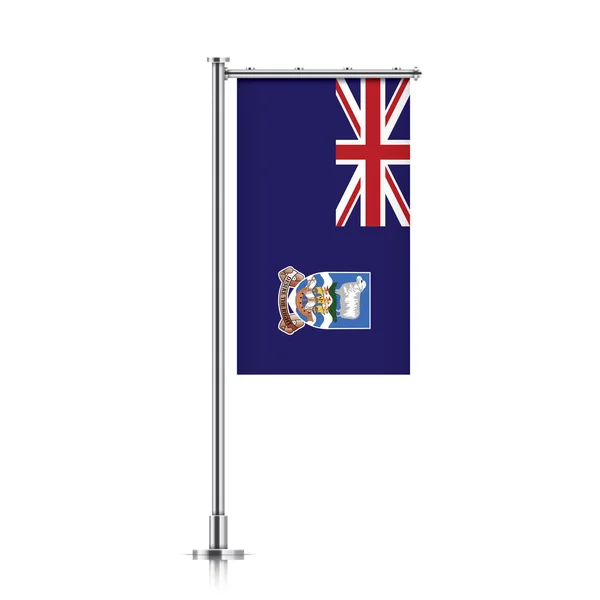 Флаг Фолклендских островов висит на шесте . — стоковый вектор