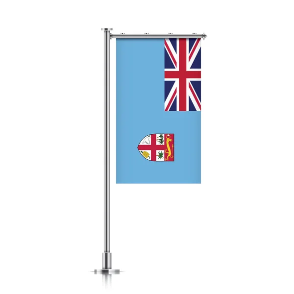 Флаг Фиджи висит на шесте . — стоковый вектор