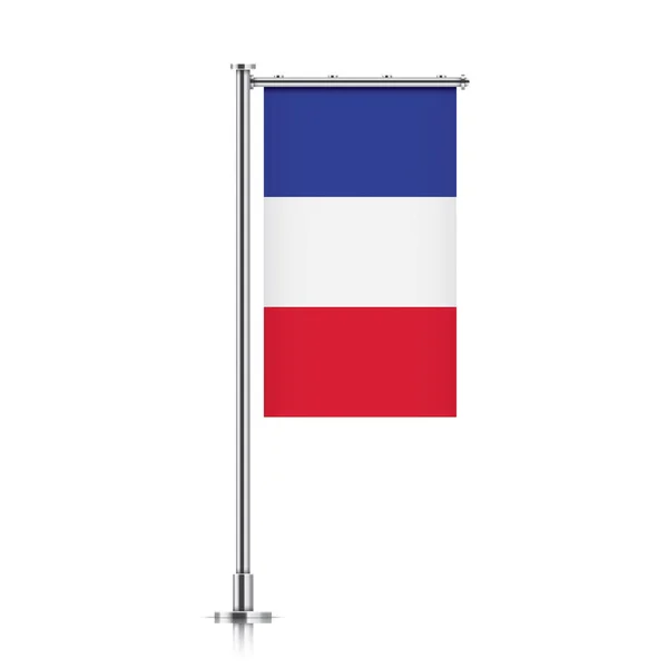 Bandera de Francia colgando de un poste . — Archivo Imágenes Vectoriales