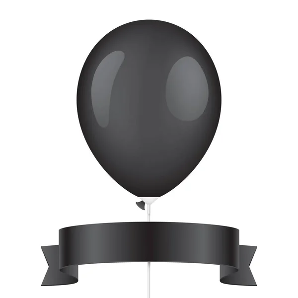 Черный векторный шарик и лента — стоковый вектор