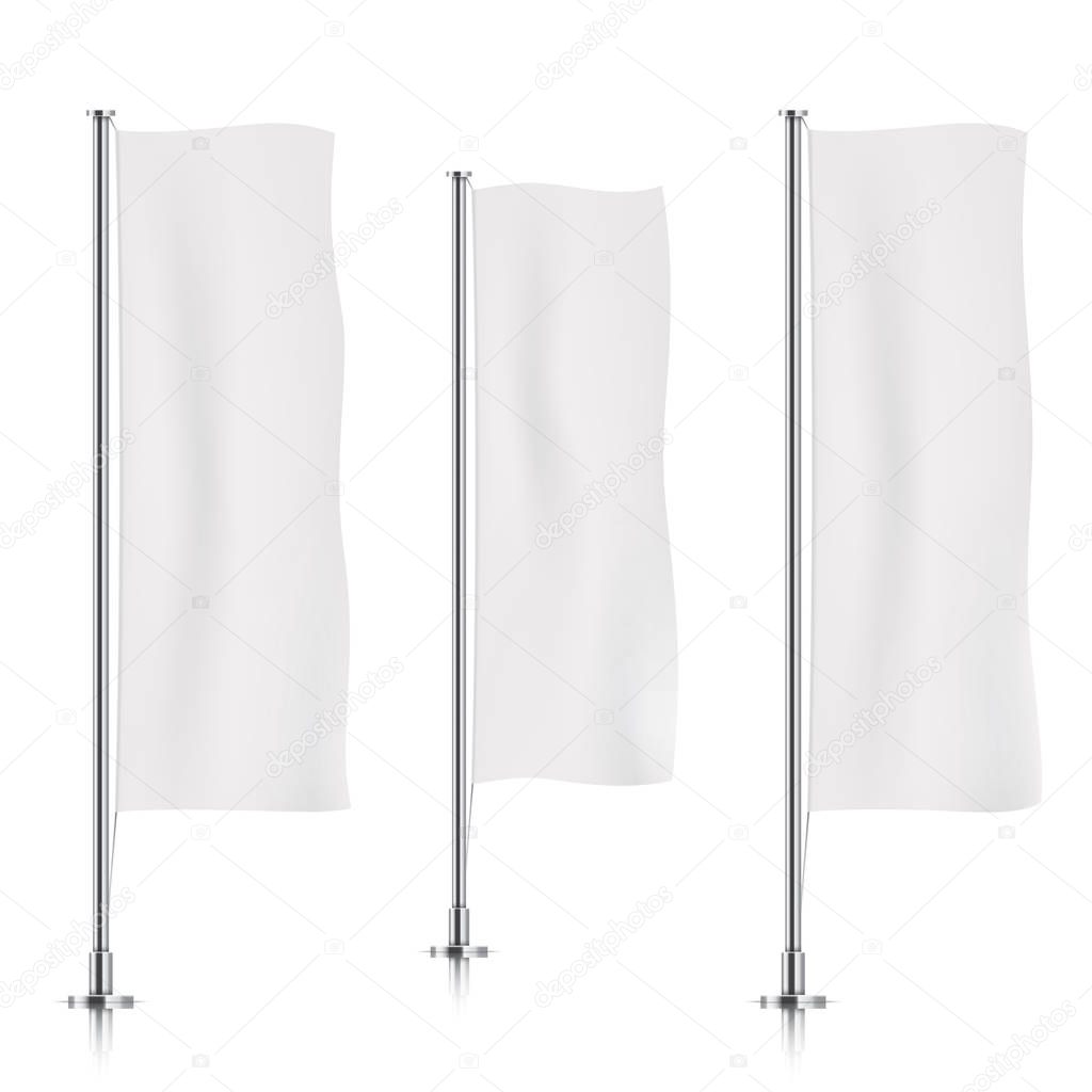 White vertical banner flag templates.