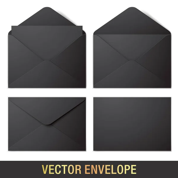 Realistic black vector envelope mockups. — Stock Vector