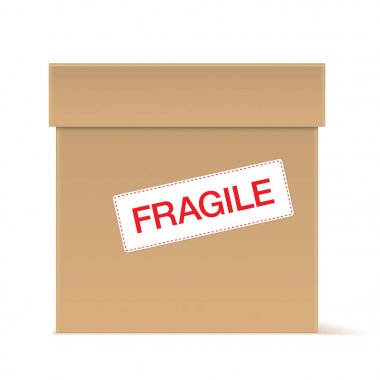 Uyarı işareti ile kahverengi karton kutu