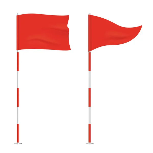 Arka plan üzerinde izole kırmızı golf bayrakları.