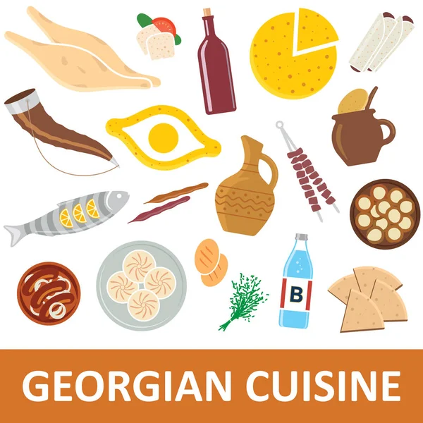 Cuisine géorgienne illustration vectorielle — Image vectorielle