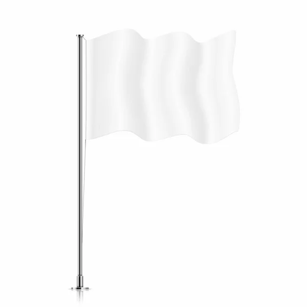 Witte vlag op een metalen paal. — Stockvector