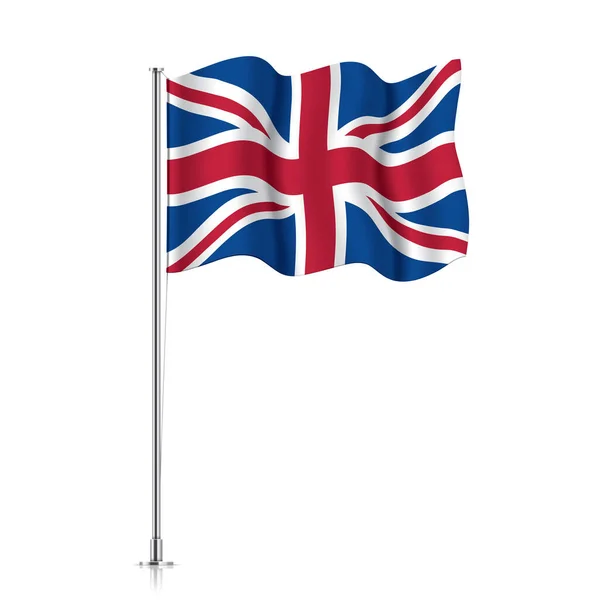 Britse vlag op een metalen paal. — Stockvector