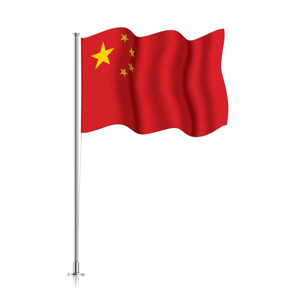 Флаг Китая на металлическом столбе. — стоковый вектор