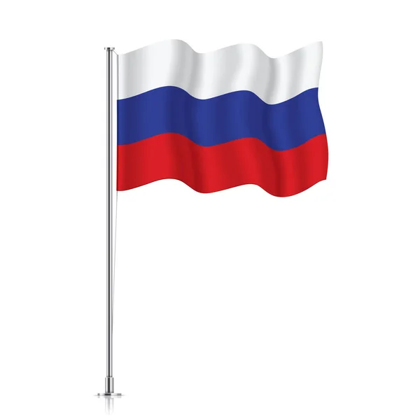 Drapeau de Russie sur un poteau métallique. — Image vectorielle