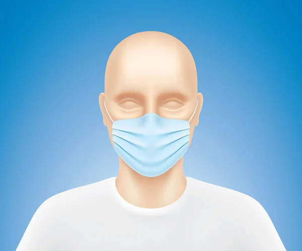 Lidský model s modrou lékařskou maskou obličeje. — Stockový vektor
