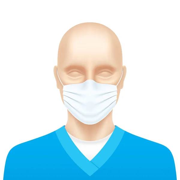 Médico com máscara protetora contra vírus, isolado em fundo branco . —  Vetores de Stock