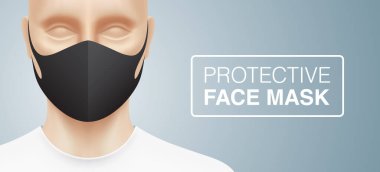 Yüzünde siyah koruyucu maske olan bir adam..