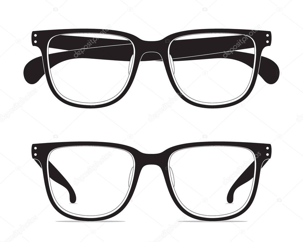 Contour drawing of classic shape eyeglasses.