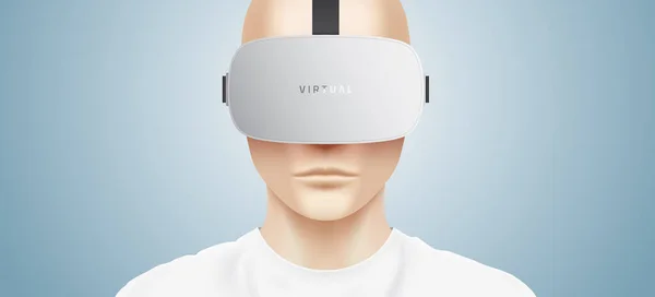 Man met een zilveren VR-headset. — Stockvector