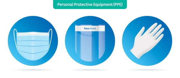 Ícones de equipamentos de proteção individual . — Vetor de Stock