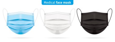 Tıbbi yüz maskelerinin vektör seti.